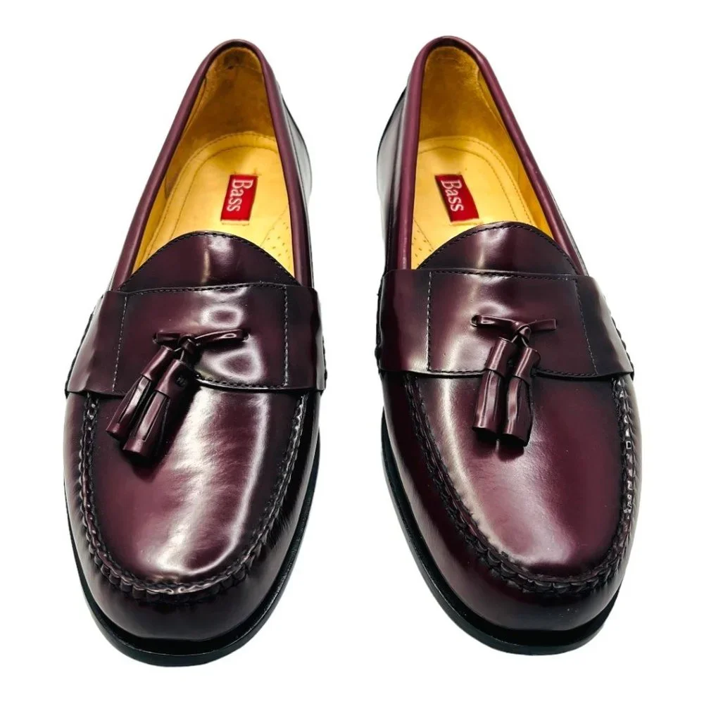 Bass  Men's Leather Harrison II Tasseled Loafers Burgundy Size 13D NWOB - Picture 2 of 9
